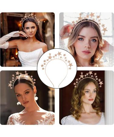 Rhinestone Star Headband Shiny Rose Gold Headpiece Elegant Star Crown & Halo Crown for Bridal & Party Hairdos Women & Girls Hair Accessories(Rose Gold). - Buy Online on GoSupps.com