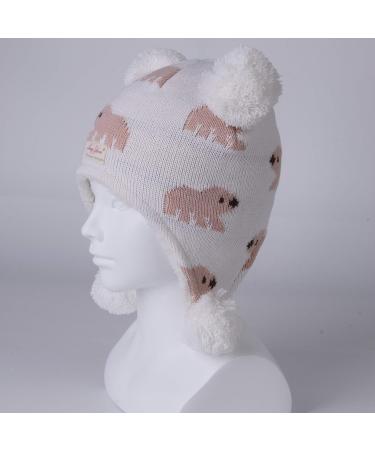 Winter Hat Earflap Knit Warm Cap with Fleece Lining for Toddlers 1-2 Years - Polar Bear-white - Buy Online on GoSupps.com