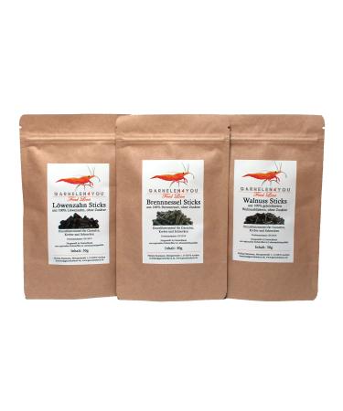 GARNELEN4YOU® Feed Line Bundle Health & Vitality,Premium shrimp food,Sustainably packaged,Made in Germany,Walnuts, dandelion,nettle,For shrimps, crayfish and snails