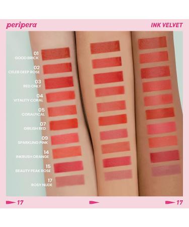 Peripera Lip Ink Velvet Tint - Soft Long-Lasting Rose Makeup | Glowing Cosmetics 4g - Buy Online on GoSupps.com