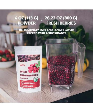 Poudre d airelles rouges sauvages biologiques LOOV 113 g 100% baies enti res lyophilis es sans sucre ajout r colt es l tat sauvage dans les for ts d Europe du Nord - Buy Online on GoSupps.com