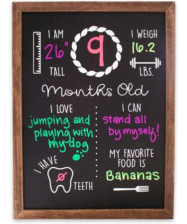 Wood Framed Baby Monthly Milestone Chalkboard | Reusable 12x16 Baby Calendar Board - Buy Online on GoSupps.com