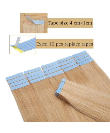 100% Remy Human Hair Tape-In Extensions - Medium Blonde #24 (40 Pieces + 10 Free Tapes) - Real Hair for Seamless Volume - Buy Online on GoSupps.com