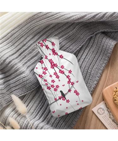 Hot Water Bottle with Lid - Cherry Blossom & Bird | Rubber Hot Water Bag for Pain Relief Cramps Foot Warmer & Hot/Cold Therapy - Buy Online on GoSupps.com