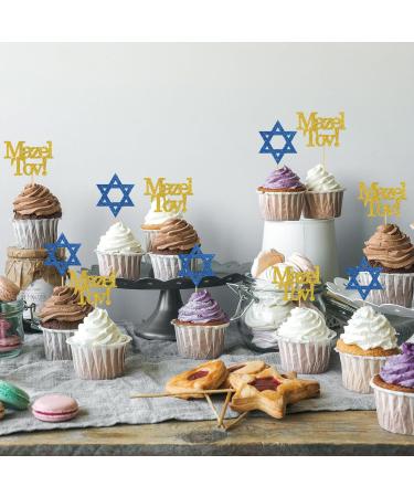 INNORU Mazel Tov Cupcake Toppers Congratulations Party Decorations Engagement Baby Shower Bar Mitzvah Birthday Wedding Jewish Party Decorations Supplies Pack of 24 Glitter - Buy Online on GoSupps.com