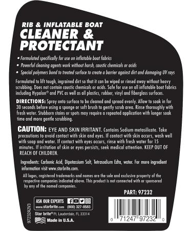 STAR BRITE Rib & Inflatable Boat Cleaner & UV Protectant Spray 32 OZ - Lift Dirt, Grime & Restore Color | Protect Against Salt, Stains & Sun Damage - 097232 - Buy Online on GoSupps.com