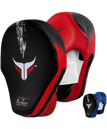 Mytra Fusion Curved Focus Pads Hook & Jab Mitts Strike Pad Boxing Pads Muay Thai MMA Kickboxing Punching Training Pads Focus pad Dummy Pads Thai pad Kick pad Training Punching Sparring Pads Red Black