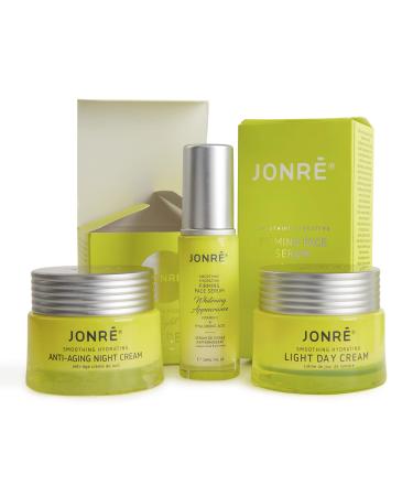 Jonre Anti Aging Serum Firming Face Serum Whitening Appearance Dark Spot Remover Vitamin C Serum & Hyaluronic Acid 1oz. (Two Pack) (Day & Serum Cream Kit) (3IN1 Set & Kit)