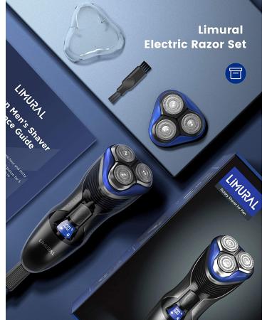 Limural Men's Electric Razor - Cordless Rechargeable Shaver with Replacement Blade & Pop-up Beard Trimmer - WetDry Grooming Kit in Blue - Buy Online on GoSupps.com