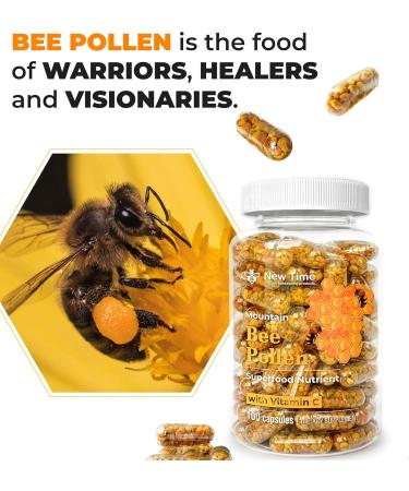 Bee Pollen Capsules Organic Supplement for Pregnancy Support Energy Vitality Wellness Rich in Vitamins Immune & Nutrient Boost Premium for Men & Women 100% Pure & Natural for Breast Growth 60 Count (Pack of 1) - Buy Online on GoSupps.com