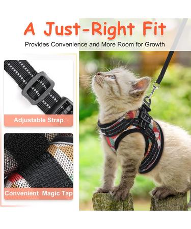 Rabbitgoo Kitten Harness and Leash Set - Escape Proof Walking Vest for Small Cats - Adjustable Outdoor Harness with Reflective Strips - Geometric Pattern Small Orange&Red - Buy Online on GoSupps.com