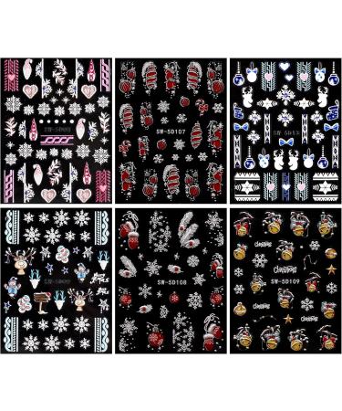 3D Christmas Nail Stickers 6 Sheets 5D Self-Adhesive Embossed Nail Decal Elk Snowflakes Nail Art Decoration Design Supplie - Buy Online on GoSupps.com