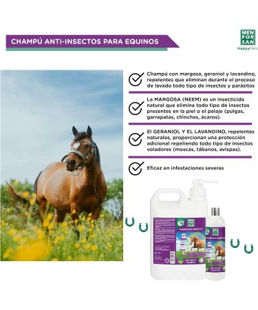 MENFORSAN Flea Shampoo for Horses 5L with Margosa Geraniol and Lavandin Protects Against All Insects - Buy Online on GoSupps.com