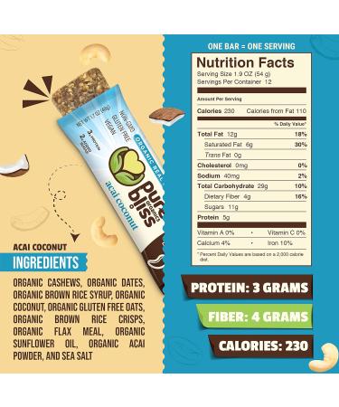Organic Real Food Bar (Acai Coconut) Non-GMO Gluten Free Vegan Nutrition Bars Energy Bars Super Food Simple Ingredients Best Tasting Healthy Snack Breakfast Bars Dairy Free Soy Free Pure Bliss Organics (1.7 oz ba  - Buy Online on GoSupps.com