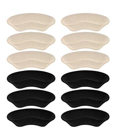 6 Pairs Premium Heel Pads for Shoes Too Big, Self-Adhesive Heel Inserts for Women&Men, Heel Grips to Improve Shoe Fit and Comfort, Heel Protectors to Prevent Pain Blisters Calluses