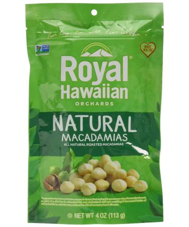 Royal Hawaiian Orchards Natural Unsalted Macadamia Nuts, 4 Oz Natural Macadamias 4 oz (Pack of 1)