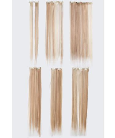 SWACC Women 22 Straight Full Head 7 Pieces Synthetic Hair Extensions - Dark Honey BlondeBleach Blonde Highlights - Buy Online on GoSupps.com