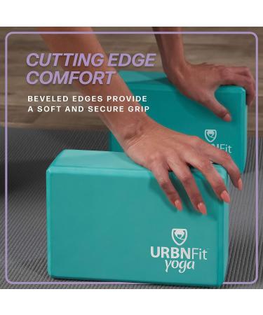 URBNFit Yoga Blocks 2 Pack - Foam Block Set with Strap for Yoga, Pilates, Meditation - High Density Non Slip Brick for Stability and Stretching - Teal - Buy Online on GoSupps.com