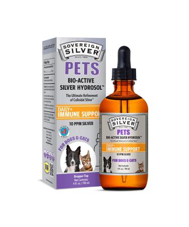 Sovereign Silver Bio-Active Silver Hydrosol for Pets Immune Support, 4 oz. 4 Fl Oz (Pack of 1) Dropper Top