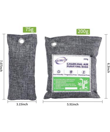 Natruth Bamboo Charcoal Air Purification Bags - Natural Odor Eliminator for Home Car & More | 6 Pack (200g & 75g) - Best Deodorizer for Refrigerator Shoes & Cabinets - Buy Online on GoSupps.com