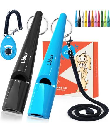 LIOLUX Dog Whistles (2 Pack) with Clicker & Lanyard - Professional Dog Training Whistles - Loud & Clear R tter Refraction (Blue/Black) - Buy Online on GoSupps.com