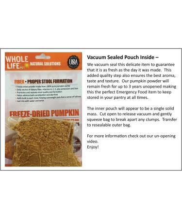Whole Life Pet Pumpkin Powder for Dogs and Cats | Firms Stool, Relieves Diarrhea | Instant Puree, No Mess from Cans | Human Grade Quality | 3.5 oz - Buy Online on GoSupps.com
