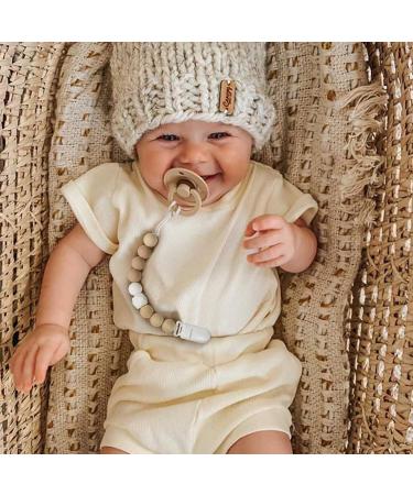 Kowlone Dummy Clips - Soother Pacifier Chain Holder for Baby - Unisex Newborn Dummies - Beige Oatmeal - Buy Online on GoSupps.com