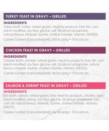 Fancy Feast Grilled Wet Cat Food in Gravy Variety Pack 3 Flavours - 85 g Can (12 Pack) - Buy Online on GoSupps.com