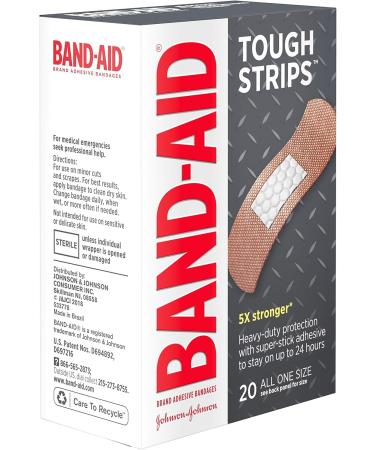 Band-Aid Tough-Strips Bandages - Durable One Size Adhesive 20 Count for Optimal Wound Care - Buy Online on GoSupps.com