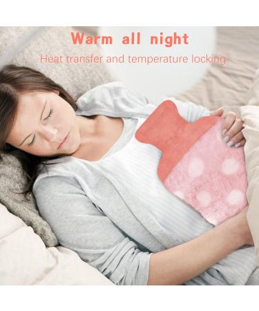 Large 2L Hot Water Bottle with Cover | Premium Natural Rubber | Period Pain Relief and Heat Therapy for Neck, Shoulders, Back, and Feet | Pink - Buy Online on GoSupps.com