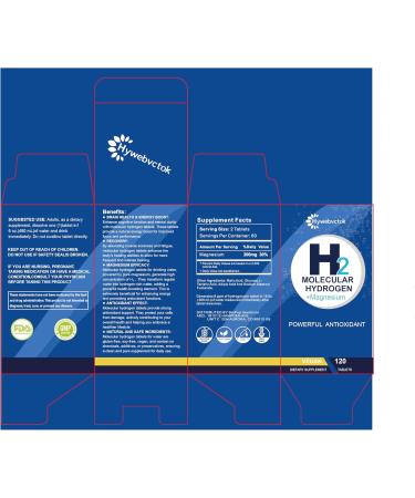 Hywebrvctok Hydrogen Water Tablets with Magnesium, 8 PPM H2 Molecular Hydrogen Tablets for Drinking Water, Rich in Antioxidants, Supports Cellular Health ,Recovery & Cognitive Function, 120 Counts - Buy Online on GoSupps.com