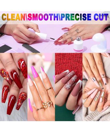 Professional Rainbow Acrylic Nail Cutter with Magnet Sizer & Adjustable Length Measurement - Precision Nail Clippers for Salon & Home Nail Art - Buy Online on GoSupps.com