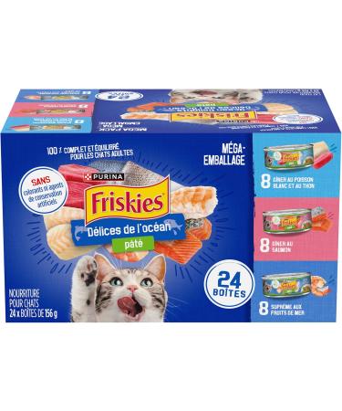 Friskies Ocean Delights Wet Cat Food Pate Variety Pack 3 Flavours - 156 g Can (24 Pack) 156 g (Pack of 24) Cat Food - Buy Online on GoSupps.com