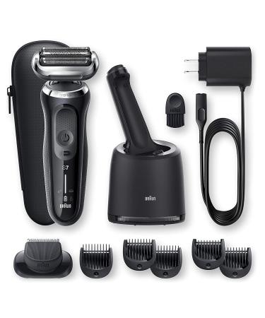 Braun Series 7 7075cc Electric Razor for Men - Waterproof Foil Shaver, Wet & Dry Shave with Beard Trimmer, Rechargeable - Includes Clean & Charge SmartCare Center and Leather Travel Case - Black - Buy Online on GoSupps.com