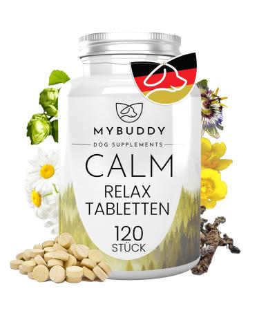 Mybuddy Calm Relaxable Dog Narrow With Valerian Hops St. John's wort Chamomile for all breeds Dietary supplements for dog made in Germany (CALM relaxing tablets 120 tablets) CALM relaxing tablets 120 tablets - Buy Online on GoSupps.com