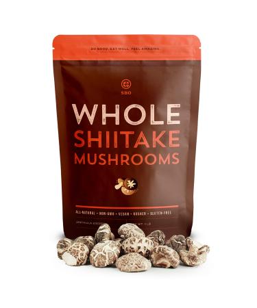 SBO White Flower Shiitake Mushrooms - All Natural Vegan and Gluten-Free Dried Whole Mushrooms - 4-5 cm, 16 oz.