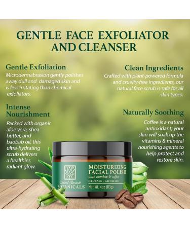 Natural Elements Botanicals Moisturizing Facial Polish Gentle Face Scrub 2-in-1 Facial Scrub Hydrating & Exfoliating Face Scrub Facial Exfoliator w/Bamboo & Coffee 4 oz - Buy Online on GoSupps.com