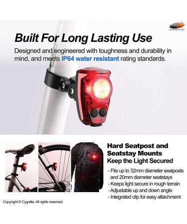 Cygolite Hotshot Pro 150 Lumen Bike Tail Light with 6 Modes | USB Rechargeable & Water Resistant | Ideal for Busy Roads - Buy Online on GoSupps.com