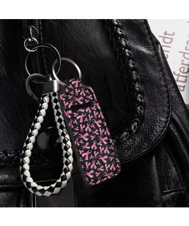 ZDCUSTOM Pink Ribbon Chapstick Holder Keychain | Neoprene Lip Balm Pouch for Women | Breast Cancer Awareness Gift - Buy Online on GoSupps.com