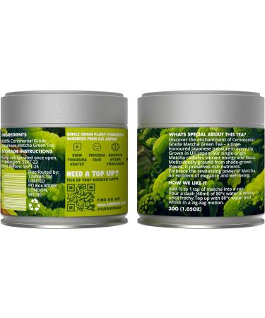 Authentic Japanese Ceremonial Grade Matcha Green Tea Powder - 30g Tin | Uji Kyoto Origin | Stone-Ground for Energy and Focus - Buy Online on GoSupps.com