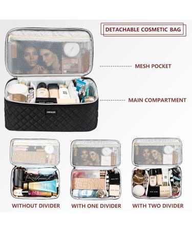 AMOIGEE Large Double Layer Travel Makeup Bag Organizer - Black - Buy Online on GoSupps.com