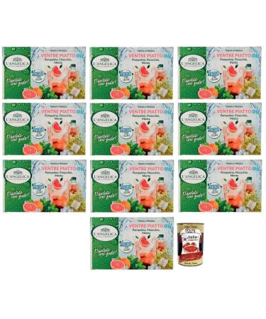Italian Gourmet E.R. Angelica Tisana Flat Stomach Pack of 10 Cold Tea Infusions with Grapefruit Fennel and Mint Flavor 18 Filters + 400g Pomodoro Polpa