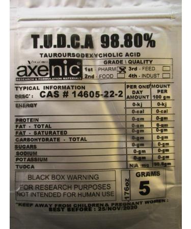 5 grams TUDCA CAS# 14605-22-2 tauroursodexychloic acid powder 98.8% POWDER