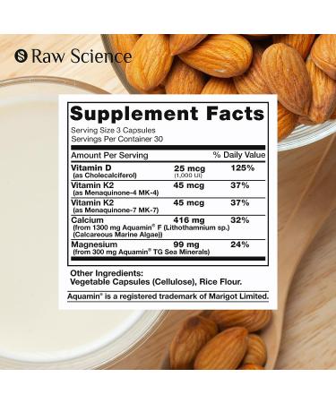 Plant-Based Calcium Magnesium Supplement with Vitamin D & K2 - 500MG Per Serving - 90 Vegan Capsules - Buy Online on GoSupps.com