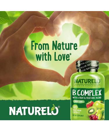 NATURELO Whole Food B Complex - 120 Capsules | Natural Energy & Vitality Support - Buy Online on GoSupps.com