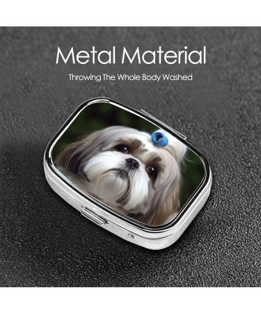 Shih Tzu Dog Pill Case - Cute 2 Compartment Travel Organizer & Purse Gift - Buy Online on GoSupps.com