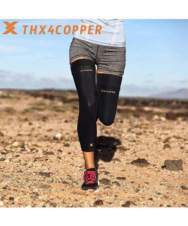 Thx4COPPER Full Leg Compression Sleeves - Knee Stabilizer Brace for Running, Basketball, Cycling - Men & Women (Pair) - Buy Online on GoSupps.com