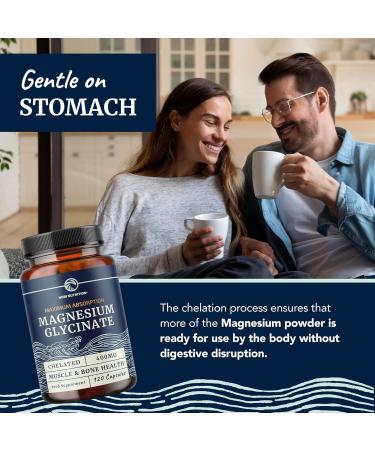 Magnesium Glycinate 400mg | Chelated Bisglycinate for Muscle Relaxation Bones Heart Nerve Sleep & Calm Support for Women & Men | High Absorption Magnesium Chelate Supplement | 120 Capsules - Buy Online on GoSupps.com