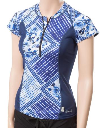 O'Neill Women's Cap Sleeve Sun Shirt - Front Zip Small Indigo Patch/Navy (5057s) - Buy Online on GoSupps.com