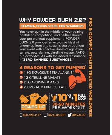 Rivalus Powder Burn 2.0 Pre-workout Watermelon 35 Servings - Intense Preworkout Energy 200mg Caffeine Zero Banned Substances 403 gram - Buy Online on GoSupps.com